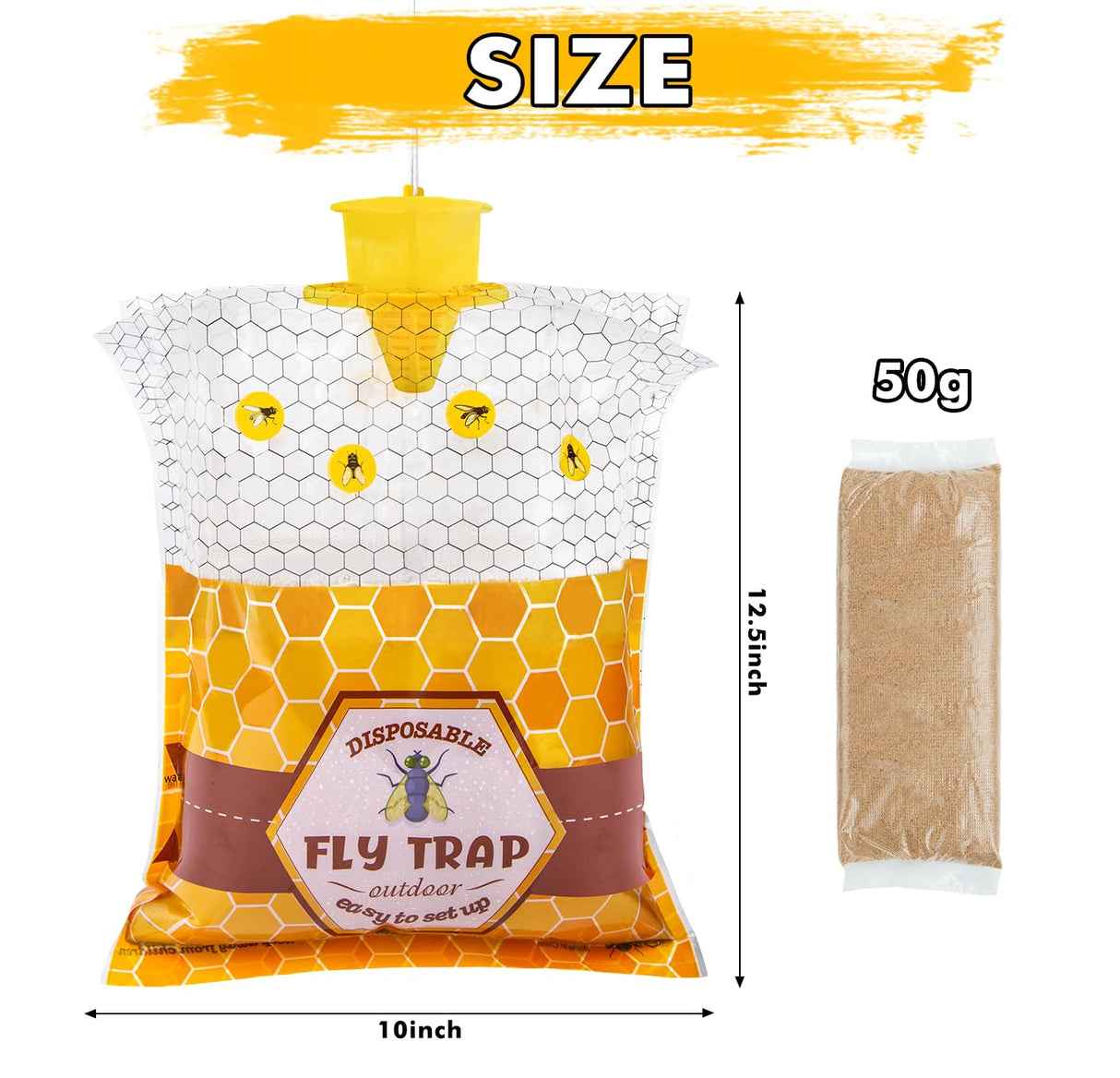6 Big Disposable Fly Bag, Fly Traps Outdoor Hanging, Ranch Stable Horse Fly Trap Hunter Bait Control for Barn, Farm, Mosquito Bug Catcher and Flying Insect Trap Killer Repellent