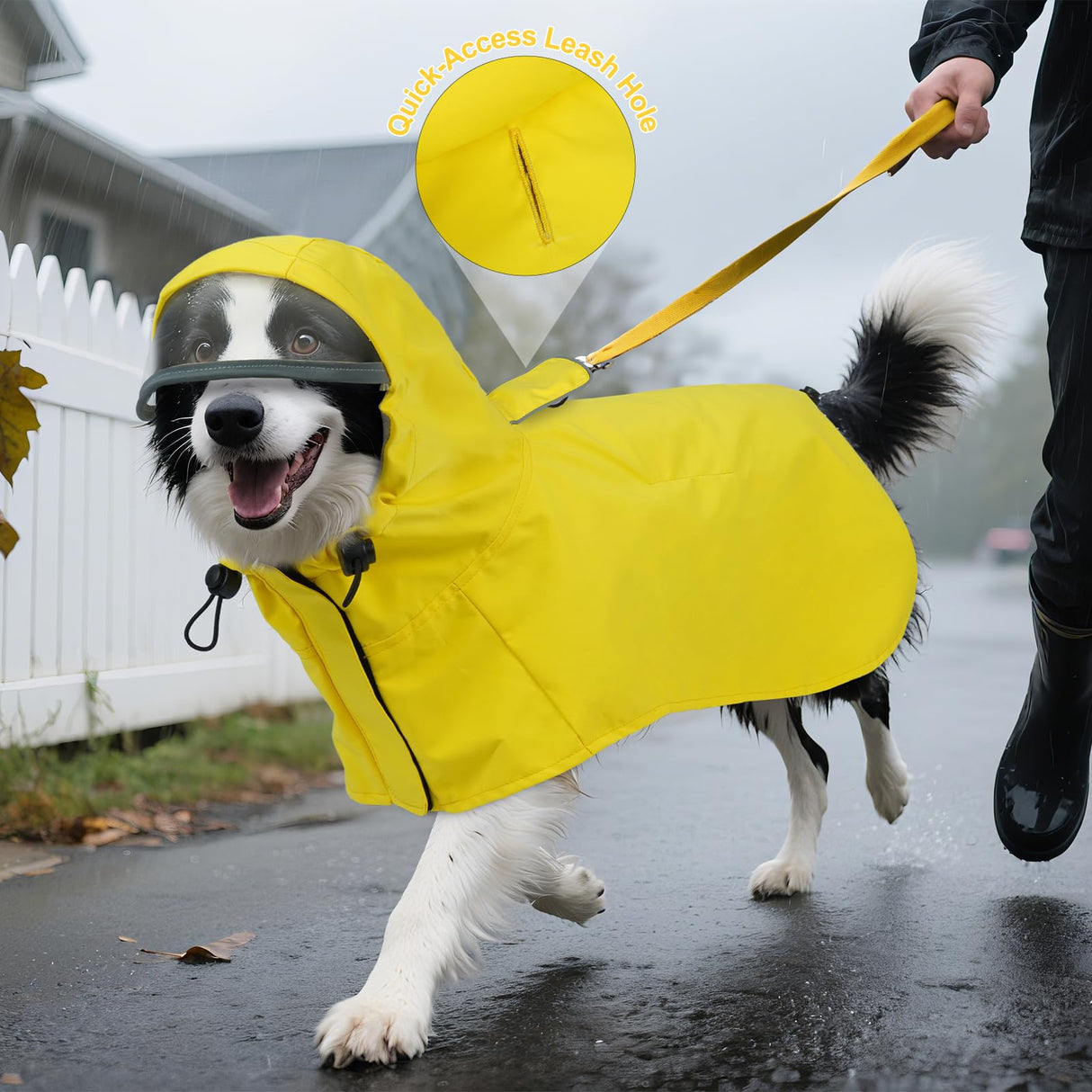 DENTRUN Waterproof Dog Rain Jacket with Hood for Golden Retriever, Husky – Extra-Long Coverage for Heavy Rain, Beach Trips, Dog Parks – Magic Tape & Mesh Lining, XXL