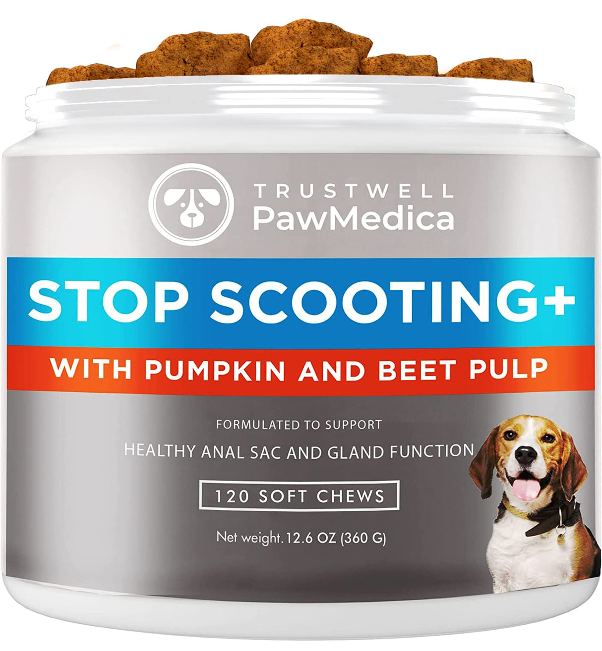 PawMedica Dog Anal Gland Chews to Stop Scoot for Dogs - Anal Gland Dog Constipation Relief - Recommended Dog AnalGland Support Chews Fiber - Fiber Supplement for Dogs (120 Dog Pumpkin Chews)