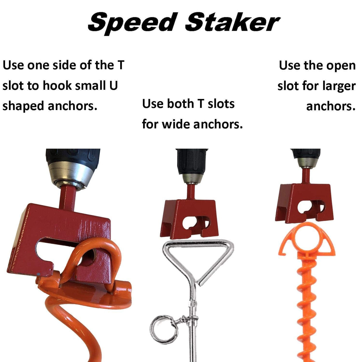 KEYFIT TOOLS Ground Anchor Speed Staker Drill in Your Heavy Duty Spiral Ground Anchors in Seconds. Multi Functional Works On Dog Ties Tree Anchors Screw in Tent Stakes Solid Steel