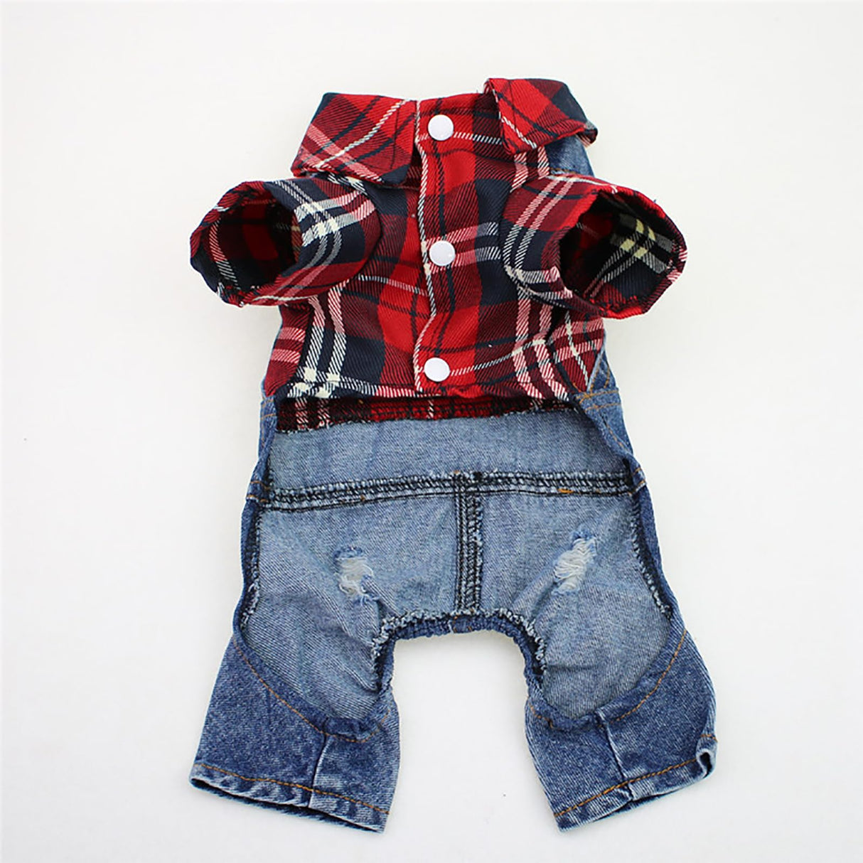 Dog Stylish Plaid Denim Jumpsuit Classic Pet Winter Dog Jeans Clothes Puppy One-Piece Bib Overalls Small Dogs Boy Girl Outfit Yorkies Chihuahua Cat Cute Shirts Holiday Costume (Blue Plaid,XL)