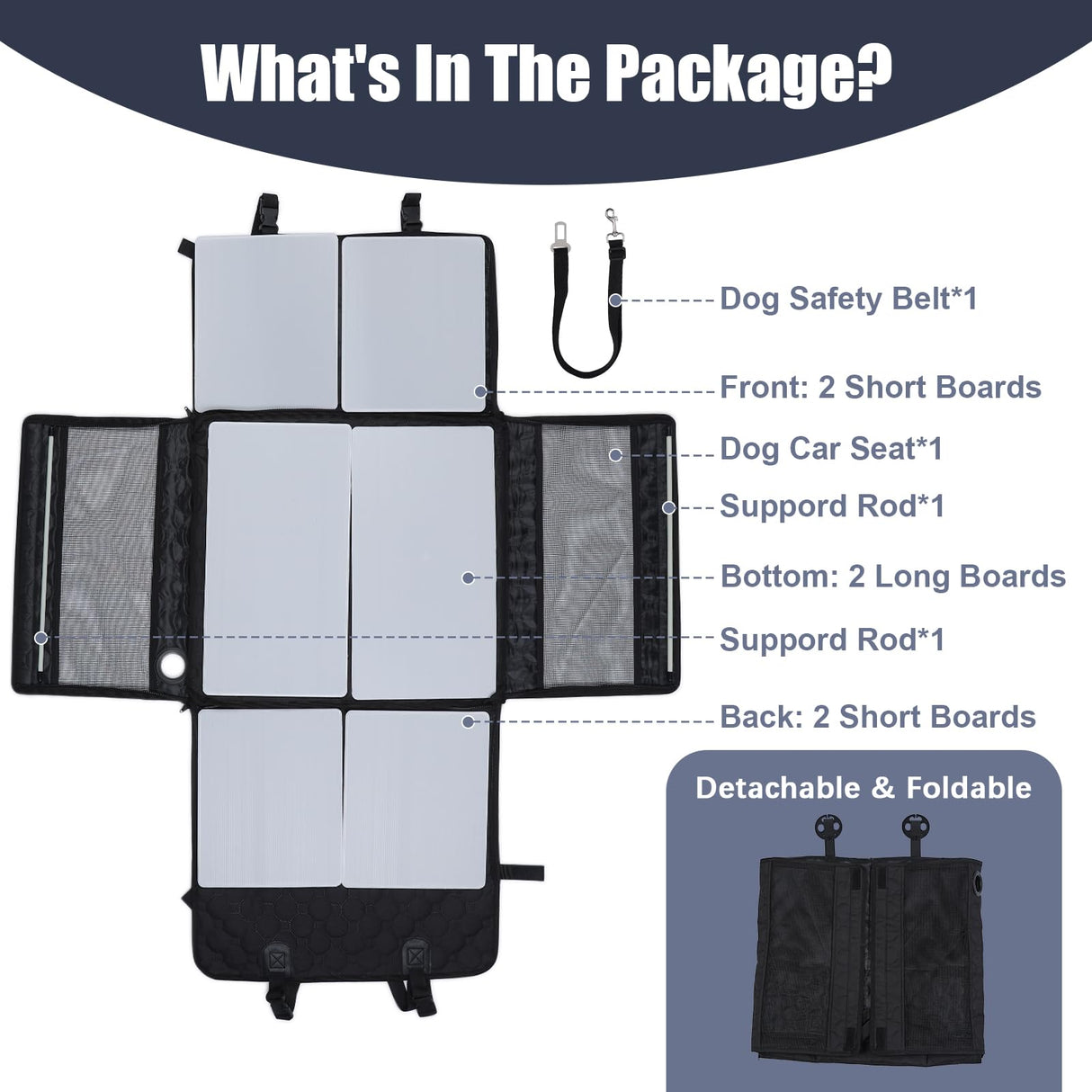 Dog Car Seat for Medium Small Dogs, Pet Car Seat with Adjustable Safety Belt & Storage Pockets, Breathable Waterproof Pet Car Seats Cover, Small Dog Seats for Dogs Under 30lbs (Medium, Black)