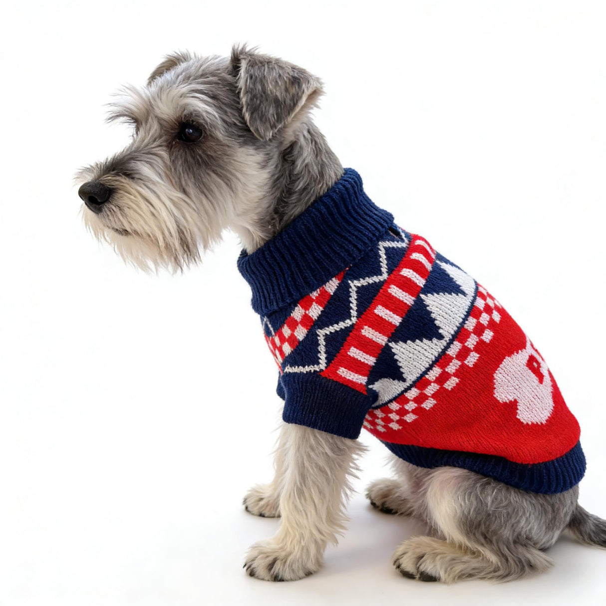 Small Dog Cold Weather Sweaters – Warm Knit Turtlenecks, Cozy Pet Pullovers Dog Clothes with Leash Hole for Chihuahua Bulldog Pug Beagles (Red/Navy, X-Large)