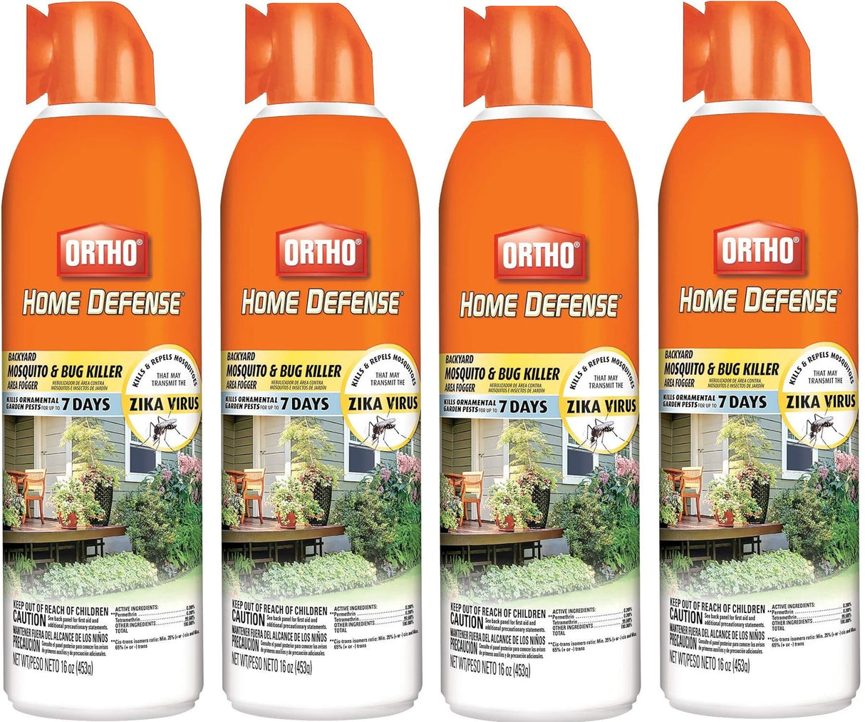 ORTHO Home Defense Outdoor Mosquito Fogger & Bug Killer 16 oz cans Lot of 4