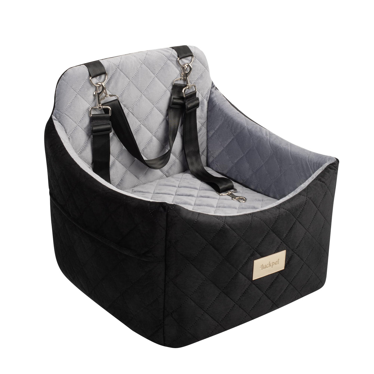 Dog Car Seat for Small/Medium Dogs up to 35 lbs, Memory Foam Booster Seat with Washable Cover, Storage Pockets & Safety Belts, Travel Pet Bed for Front & Back Seat