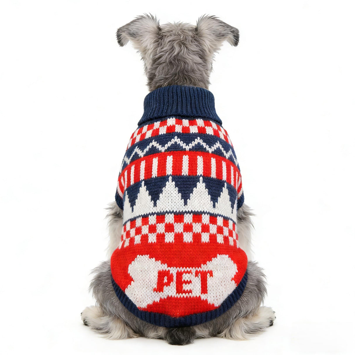 Small Dog Cold Weather Sweaters – Warm Knit Turtlenecks, Cozy Pet Pullovers Dog Clothes with Leash Hole for Chihuahua Bulldog Pug Beagles (Red/Navy, X-Large)