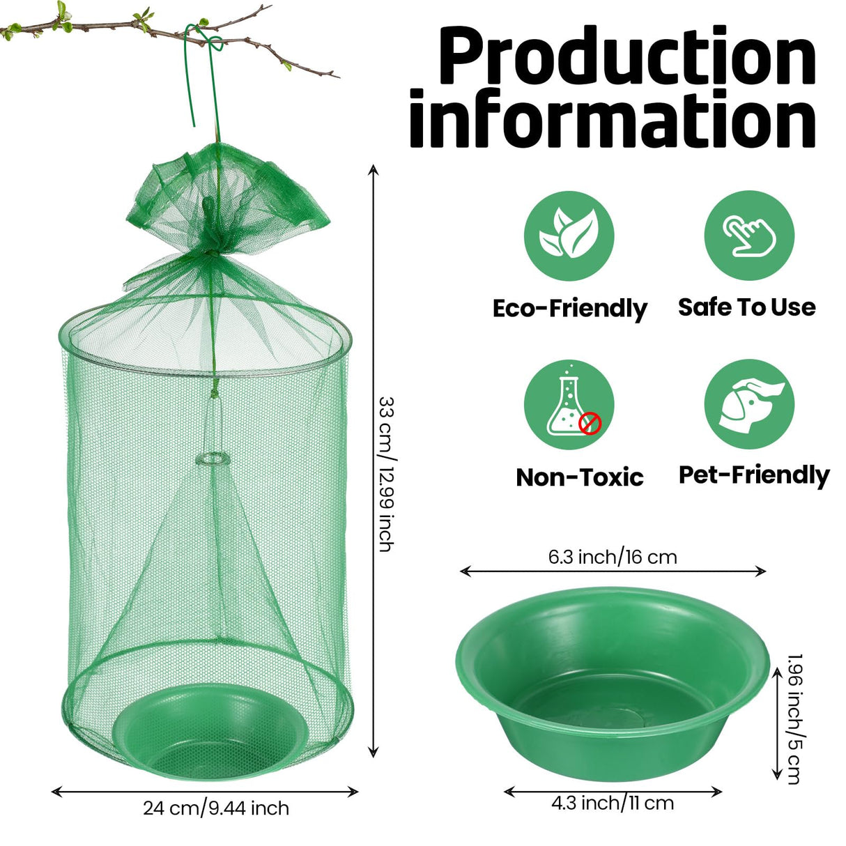 Qualirey 18 Pcs Ranch Fly Trap Outdoors Stable Fly Trap Reusable Horse Fly Traps Outdoor Hanging Pest Fly Trap Fly Catcher Cage with Pots Flay for Farm Orchard Restaurants