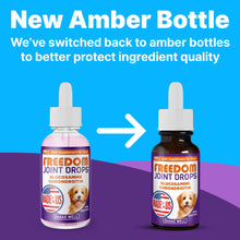 Load image into Gallery viewer, Freedom Joint Drops for Dogs with Hyaluronic Acid, MSM, Glucosamine, & Chondroitin, All Natural Liquid Joint Supplement for Dogs for Pain Relief, Mobility and Hip Support, 30 ml Dropper