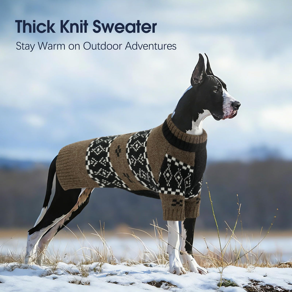 IECOii Male Dog Sweater,Thick Knitted Dog Sweaters for Small Medium Dogs Boy,Mid Neck Knitwear Extra Warm Pullover for Cold Weather,Cozy & Stretchy for Active Dogs, French Bulldog Sweater, Brown, M