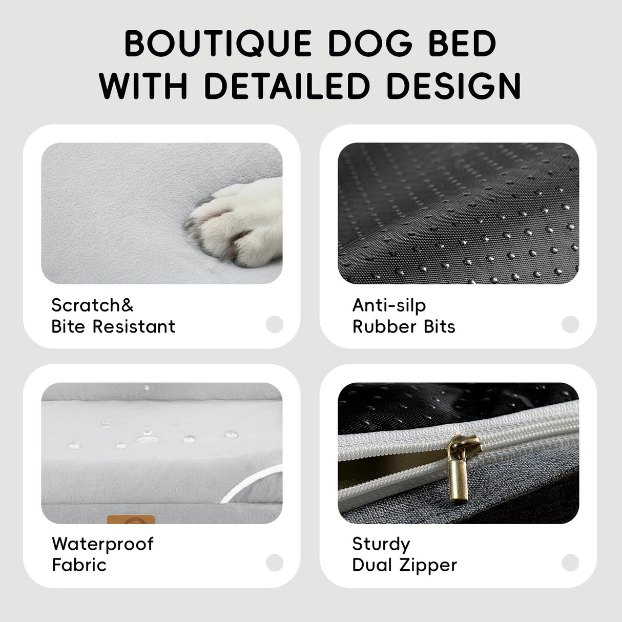 Homemate Dog Bed Medium Size Dog 28x23 inch with Orthopedic Foam Waterproof Outdoor Pet Cat Bed Sofa Supplies with Toy Dogs Crate Pad Couch with Removable Washable Cover & Non-Slip Botton Light Grey