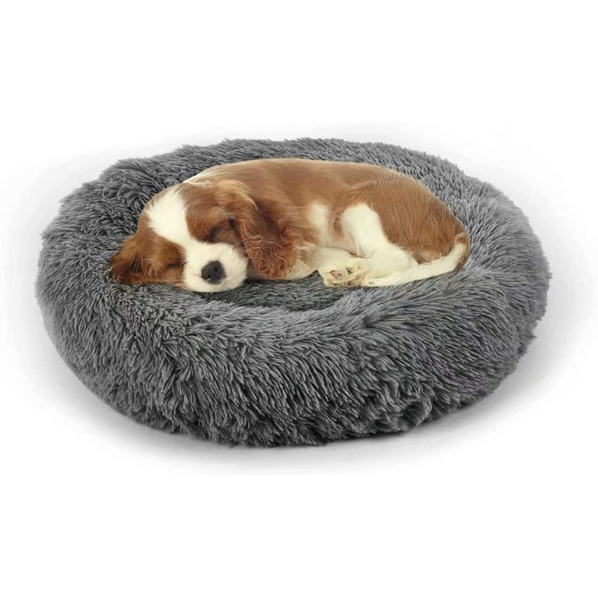 Dog Bed, Cat Calming Bed, Faux Fur Pillow Pet Donut Cuddler Round Plush Bed for Large Medium Small Dogs and Cats