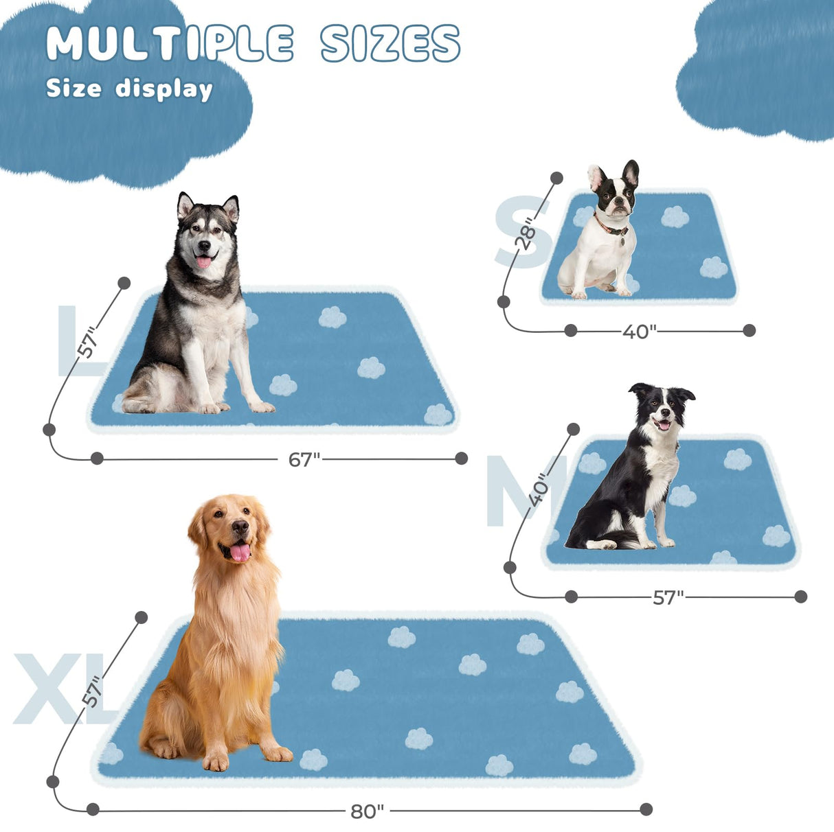 Luciphia Waterproof Pet Blanket for Medium Large Dogs Washable Fluffy Thick Jacquard Shag Fleece Warm Sherpa 3D Textured Flower Print for Cats Puppy Couch Protection (Blue Cloud,85x57 inches)