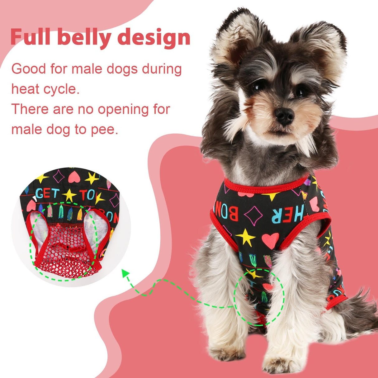 Etdane Dog Period Diapers Small Dog Period Suit Dog Sanitary Panties for Male Female Dogs Diaper Cover for Heat Black/S