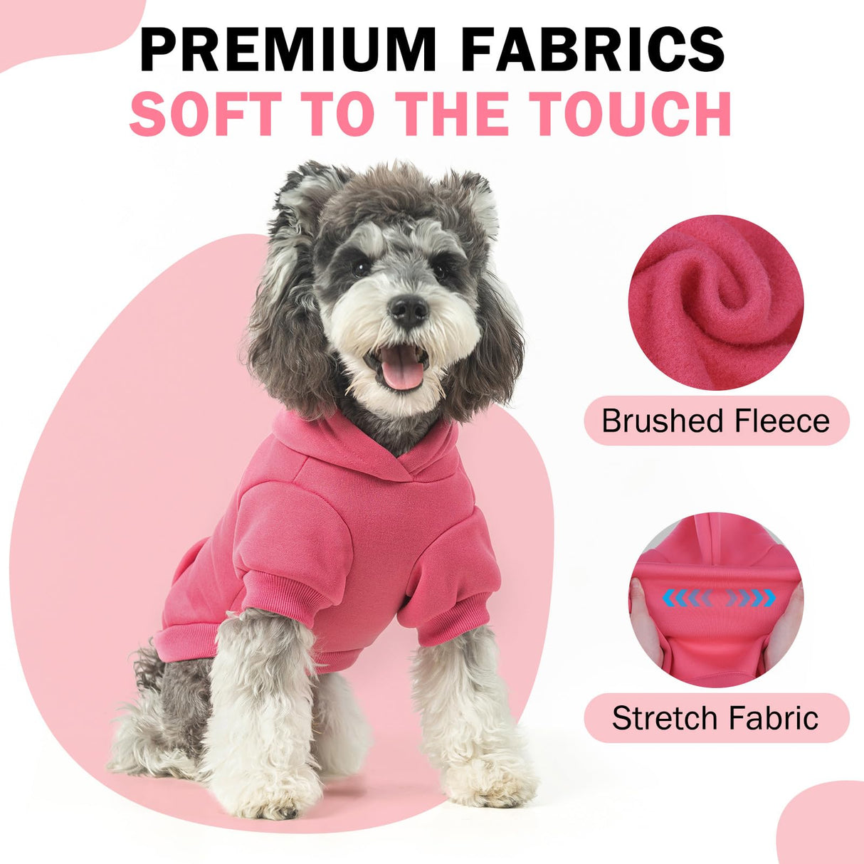 SCENEREAL Dog Hoodie Sweaters for Small Medium Large Size Dogs, Fleece Dog Sweatshirt with Hat and Pocket,Soft Cold Winter All Weather Dog Clothes for S to XL Sized Dogs, Pink M