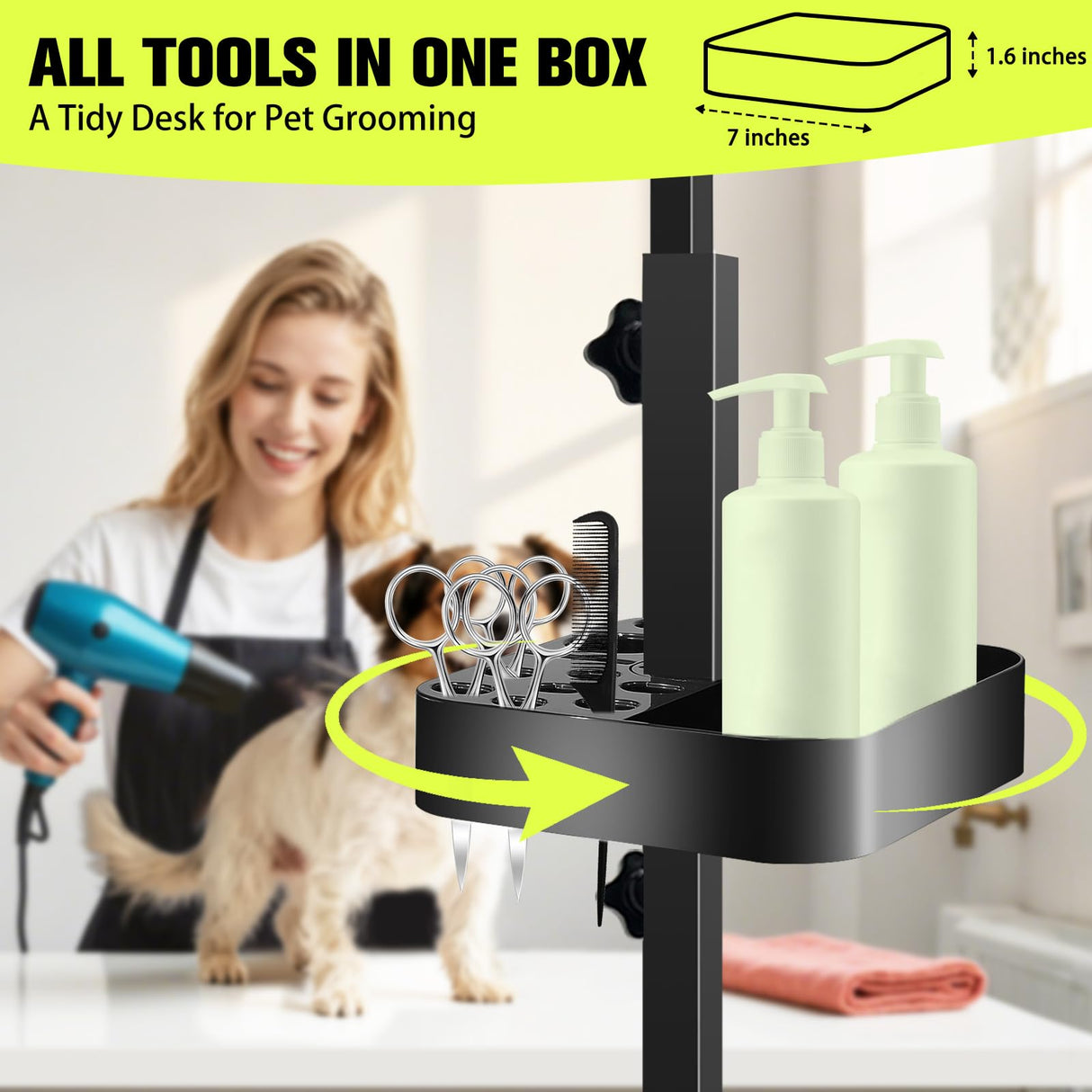 Adjustable Dog Grooming Arm for Table,Dog Grooming Arm with Clamp,32-47 Width&35 Height,Dog Grooming Table for Small Dog,Dog Grooming Station for Home Use Nail Trimming&Drying(Hammock Included)