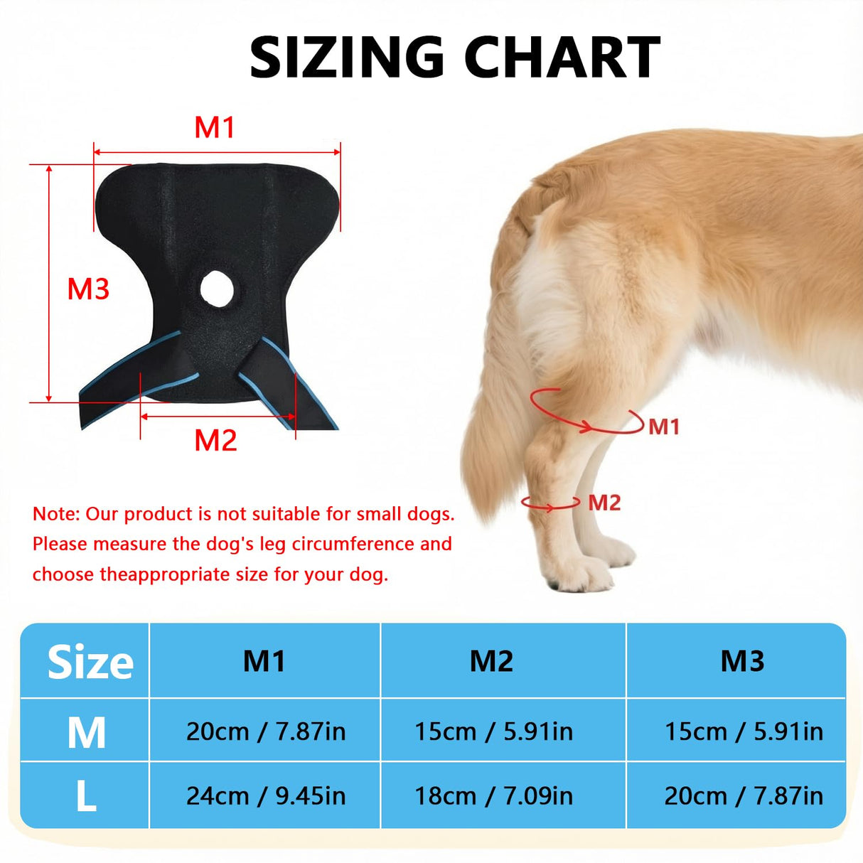 SHARKBEEPOWER Dog Knee Brace for Back Leg, ACL Support for Large Dogs, Adjustable Dog Leg Brace for Hind Leg Injuries, Canine Joint Wrap for Arthritis Recovery (L)