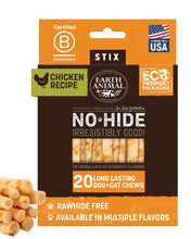 Load image into Gallery viewer, Earth Animal No Hide Stix - Long Lasting Rawhide Free Small Dog Chews Sticks, Chicken - 20 Count Value Pack