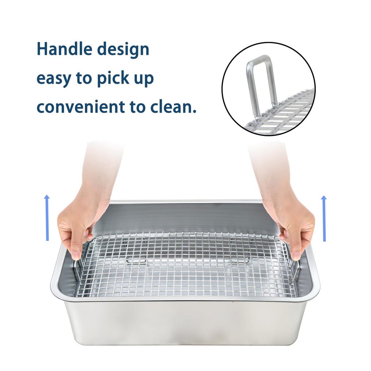 HUQIZOO Stainless Steel Rabbit Litter Box,Bunny Litter Pan with Widened Grid,Toilet Tray,High Back Wall,Deep Waste Storage (Medium)