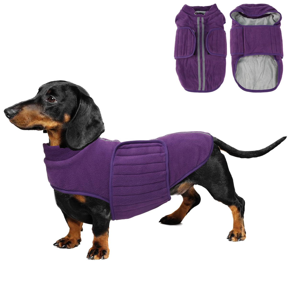 Dachshund Sweater,Small Dog Sweaters Dachshunds Clothes for Miniature,Fleece Dogs Coat,Warm Doggy Coats for Medium Dogs Girl,Female Puppy Winter Jacket Apparel & Accessories (Purple, Medium)