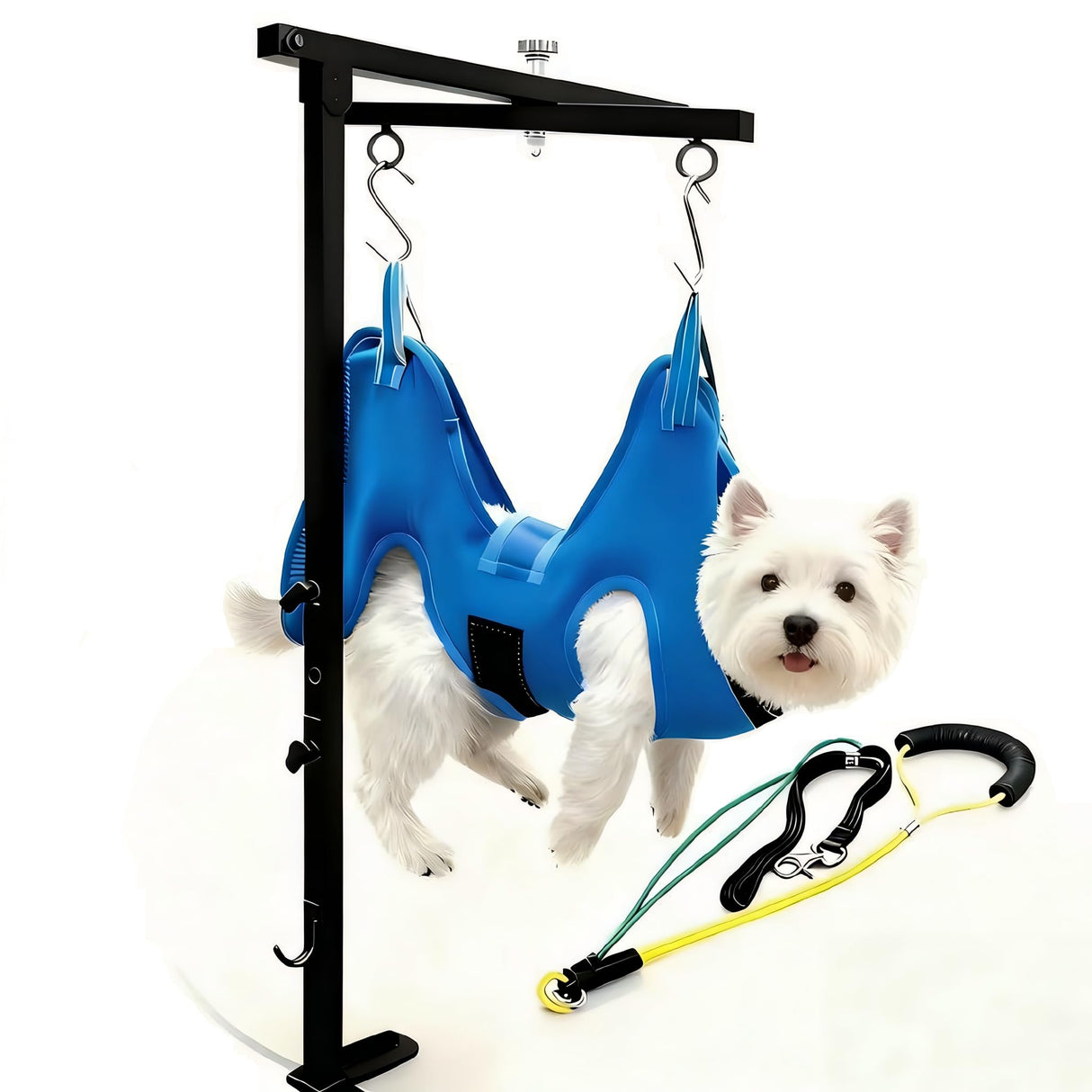Mluyeri Dog Grooming Arm with Hammock Rotatable, Foldable Adjustable Height Dog Grooming Table Arm and Restraint Leashes for Small Medium Dogs at Home or Salons