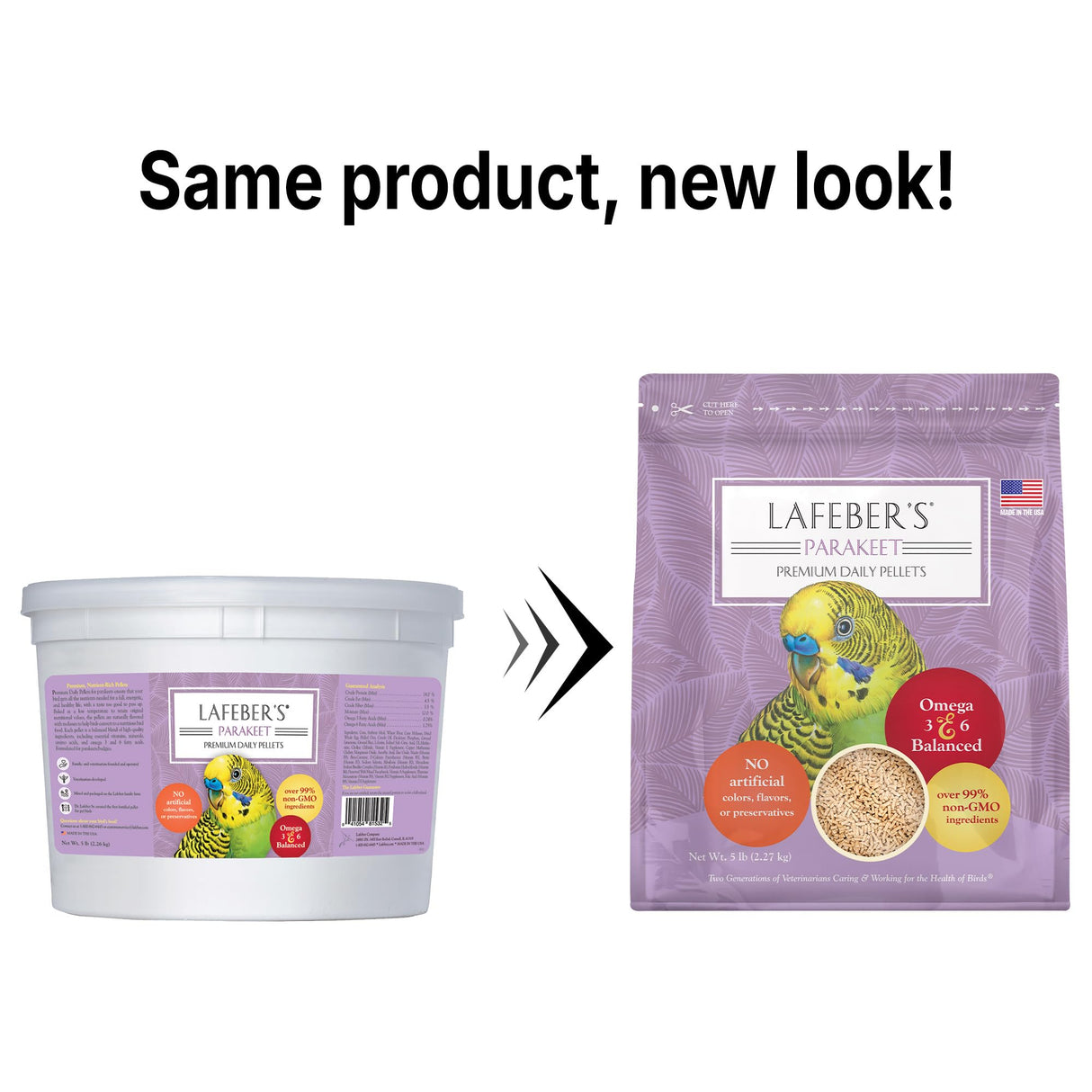 LAFEBER'S Premium Daily Diet Pellets Pet Bird Food, Made with Non-GMO and Human-Grade Ingredients, for Parakeets (Budgies), 5 lb