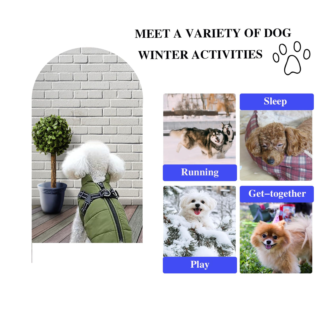 Furry King Dog Winter Coat with Harness, 7 Colors, Waterproof, Fleece Lined. (Red, X-Large)