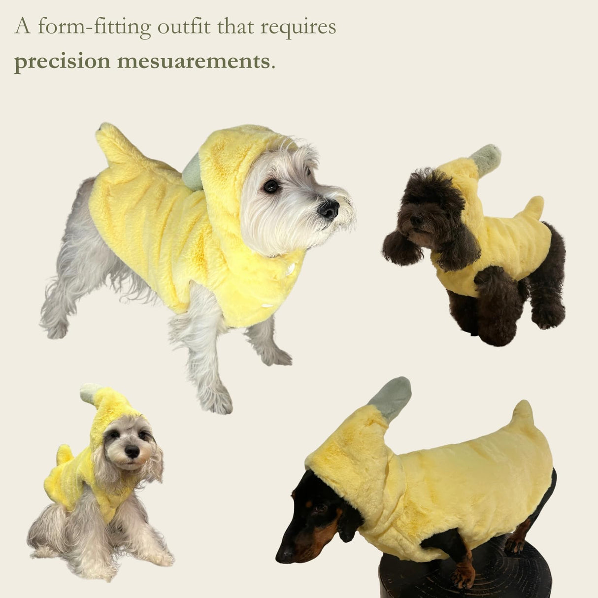 Dog Banana Winter Coat, Cute Extra-Warm/Soft Jackets for Small Dogs Under 35 lbs, Halloween Christmas Dress Up Outfit Clothes (Large)