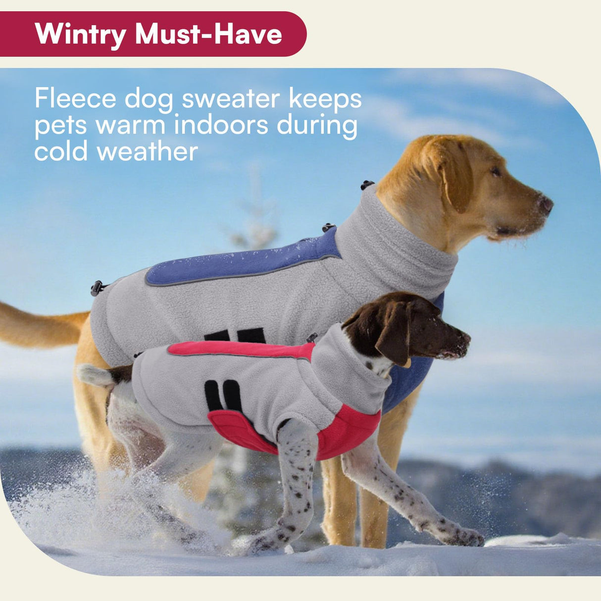 Queenmore Dog Sweater Male Female Dog Christmas Sweater Winter Jacket Coats with Leash Hole for XL Dogs Fleece Dogs Sweaters for Large Pets Collie Pitbull, Blue XL