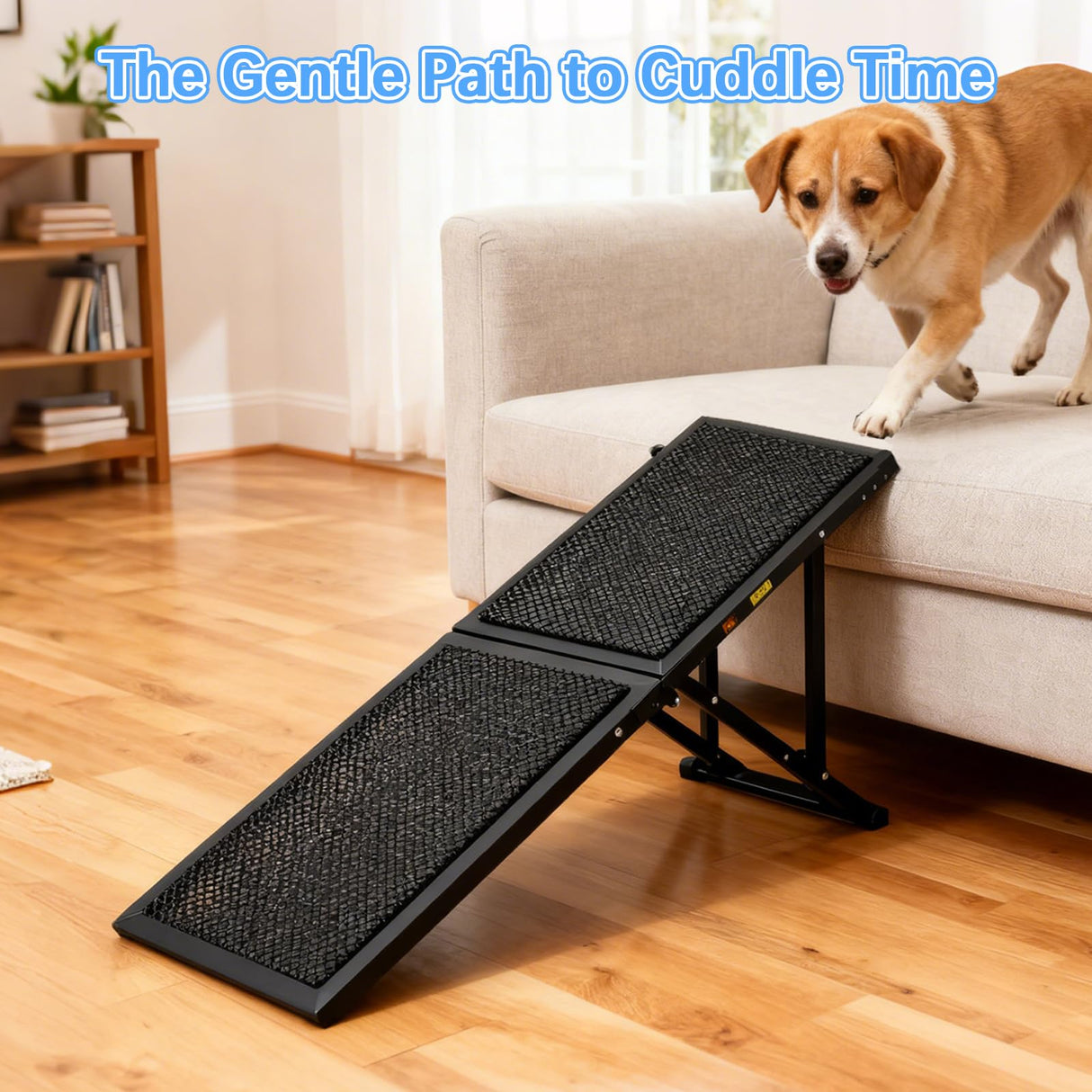 LoopTime Dog Ramp for Car,49.4"x 16.1" Dog Stairs for Large Dogs with Anti-Slip Surface,Large Folding Pet Stairs for SUV,Truck with Adjustable Height,Outdoor Portable Wide Dog Steps up to 99LBS