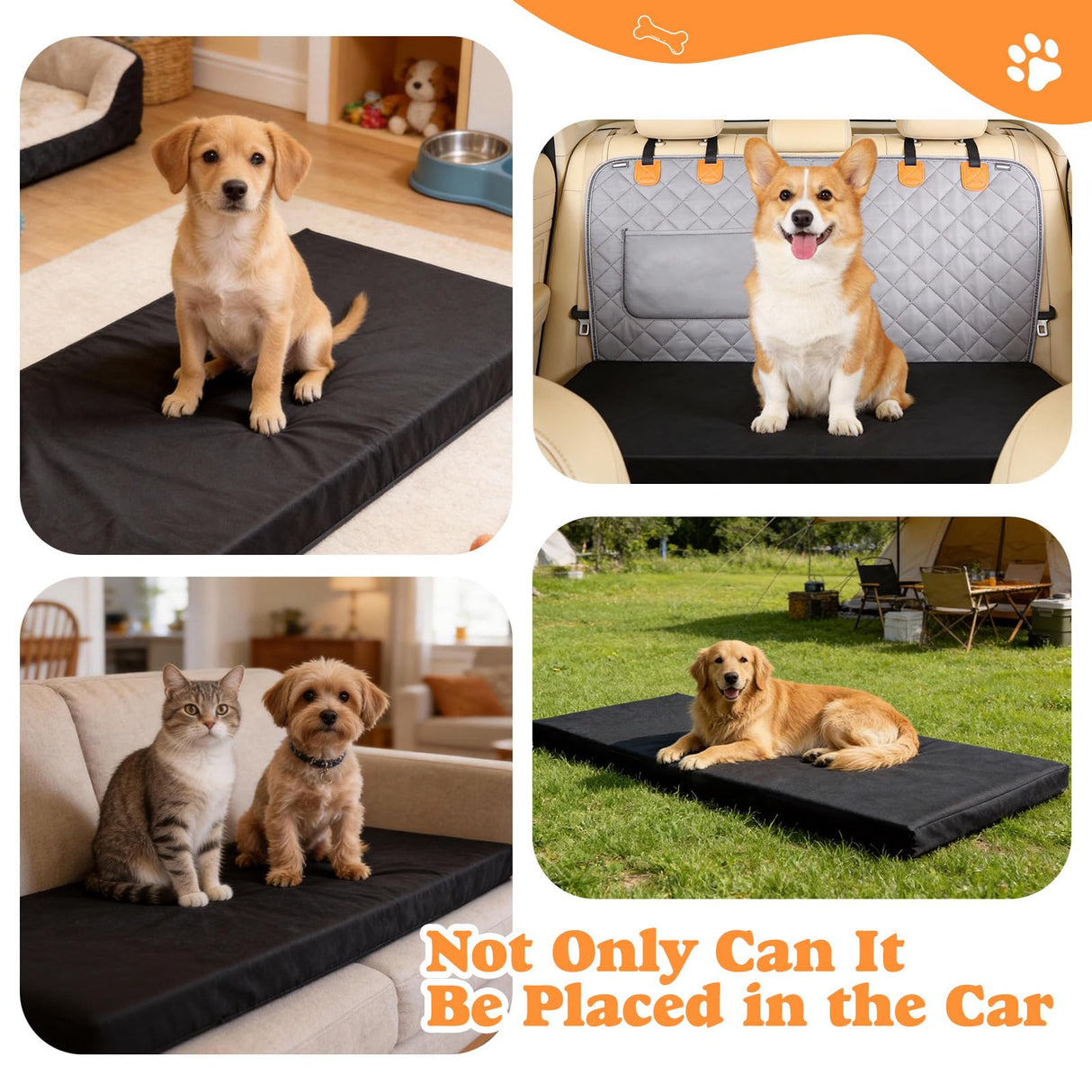Bhyhok Waterproof Dog Mat for Car Backseat 3.14 Inch Thick Non-Slip Backseat Pet Mat with 600D Oxford Cover and High-Density Foam, Suitable for Cars Suvs Sedans (53.8 * 24 Inch)