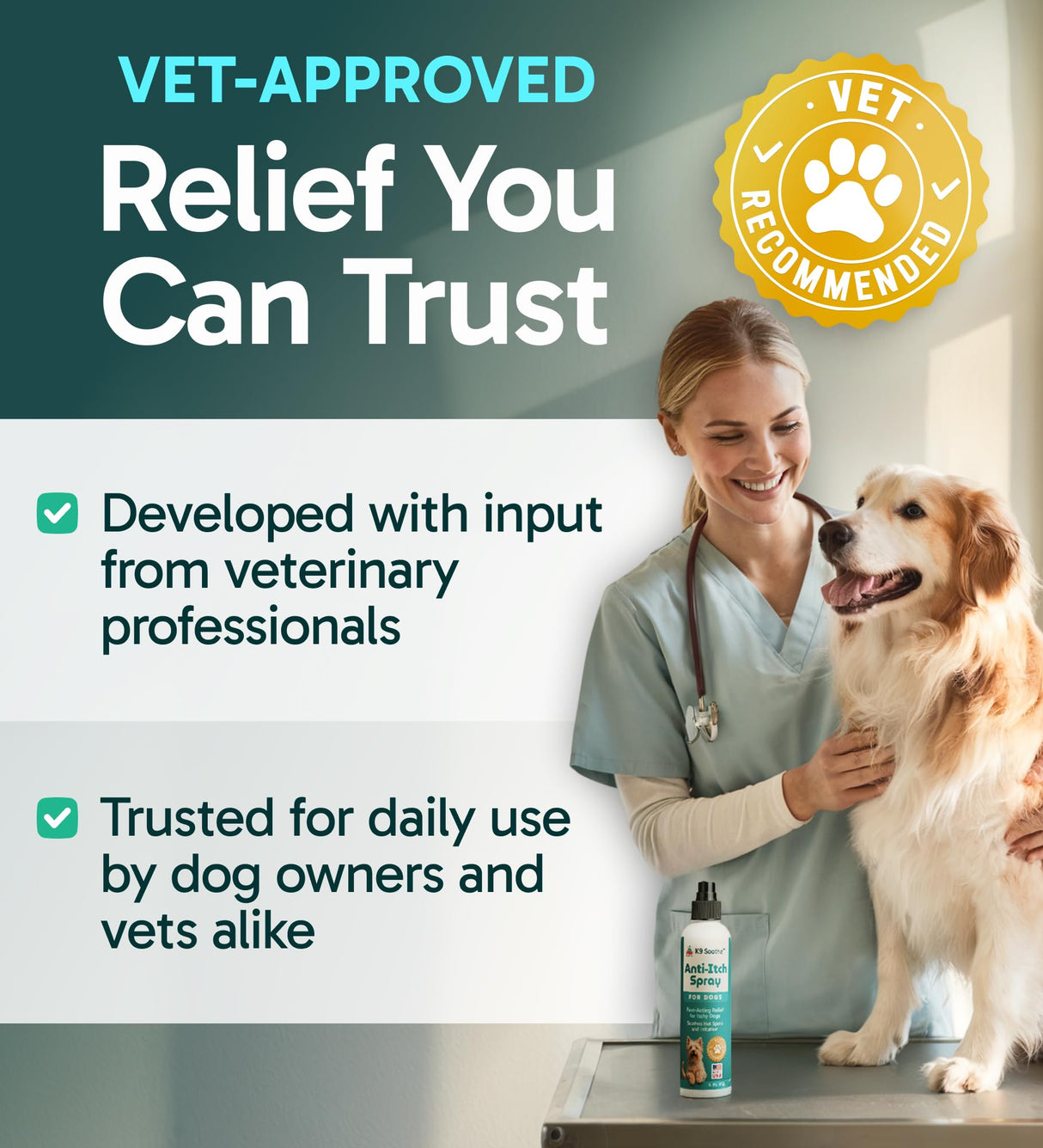 Pup Labs K9 Soothe Anti Itch Spray for Dogs with Aloe, Rose, & Coconut, Natural Hot Spot Treatment for Dogs That Soothes Irritation, Pet Skin Treatment Spray, 4 FL OZ