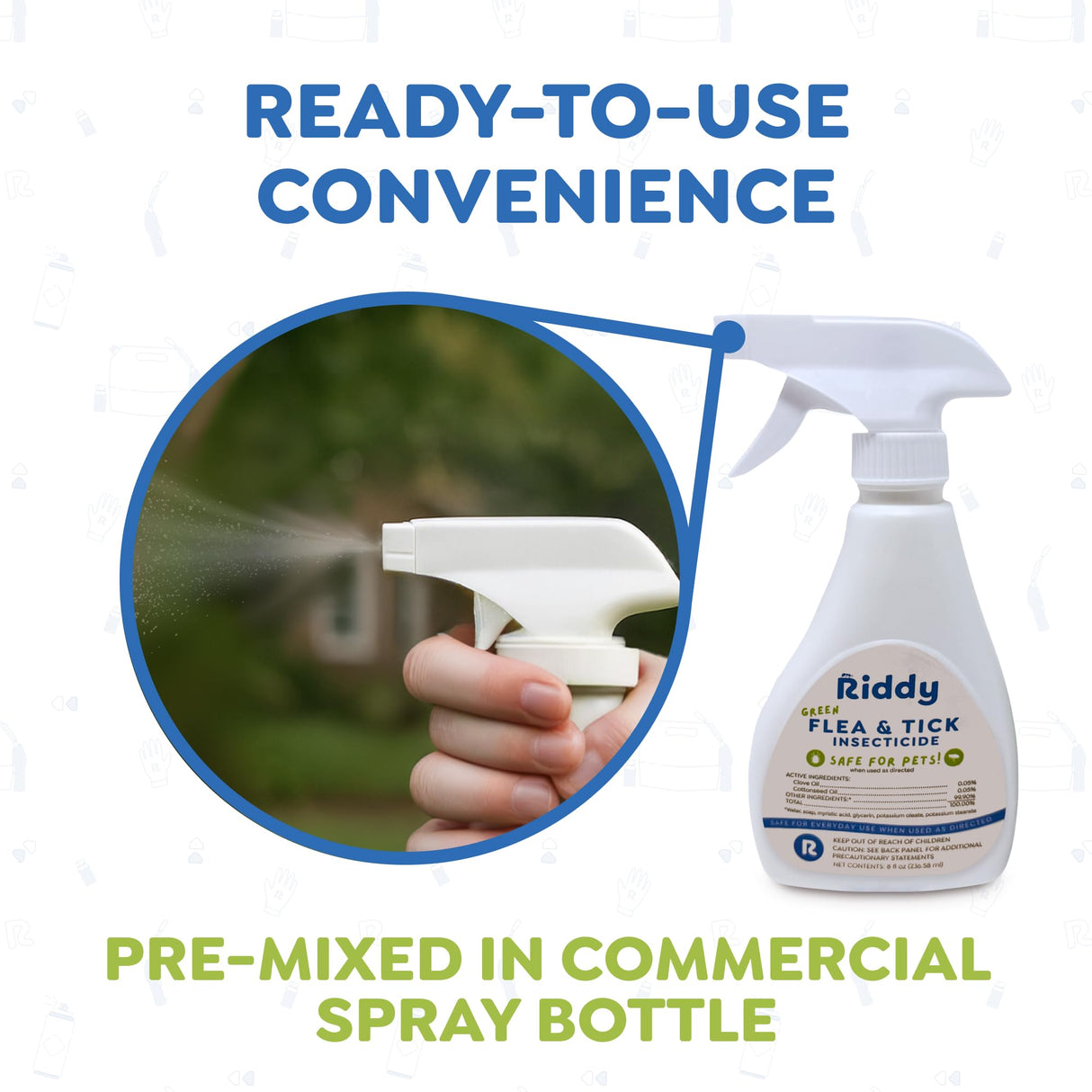Riddy Flea & Tick Natural Spray for Pets with Essential Oils Safe Non-Hazardous Indoor and Outdoor Control, 8 oz, 1 Pack