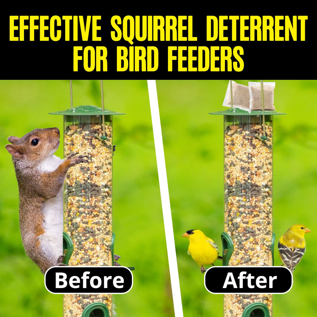 Squirrel Repellent Outdoor 12 Pouches, Chipmunk Repellent Outdoor for Bird Feeders, Natural Squirrel Deterrent Keep Squirrels Out of Garden Yard, Squirrel Repellent for Attic Cars Engines Roof