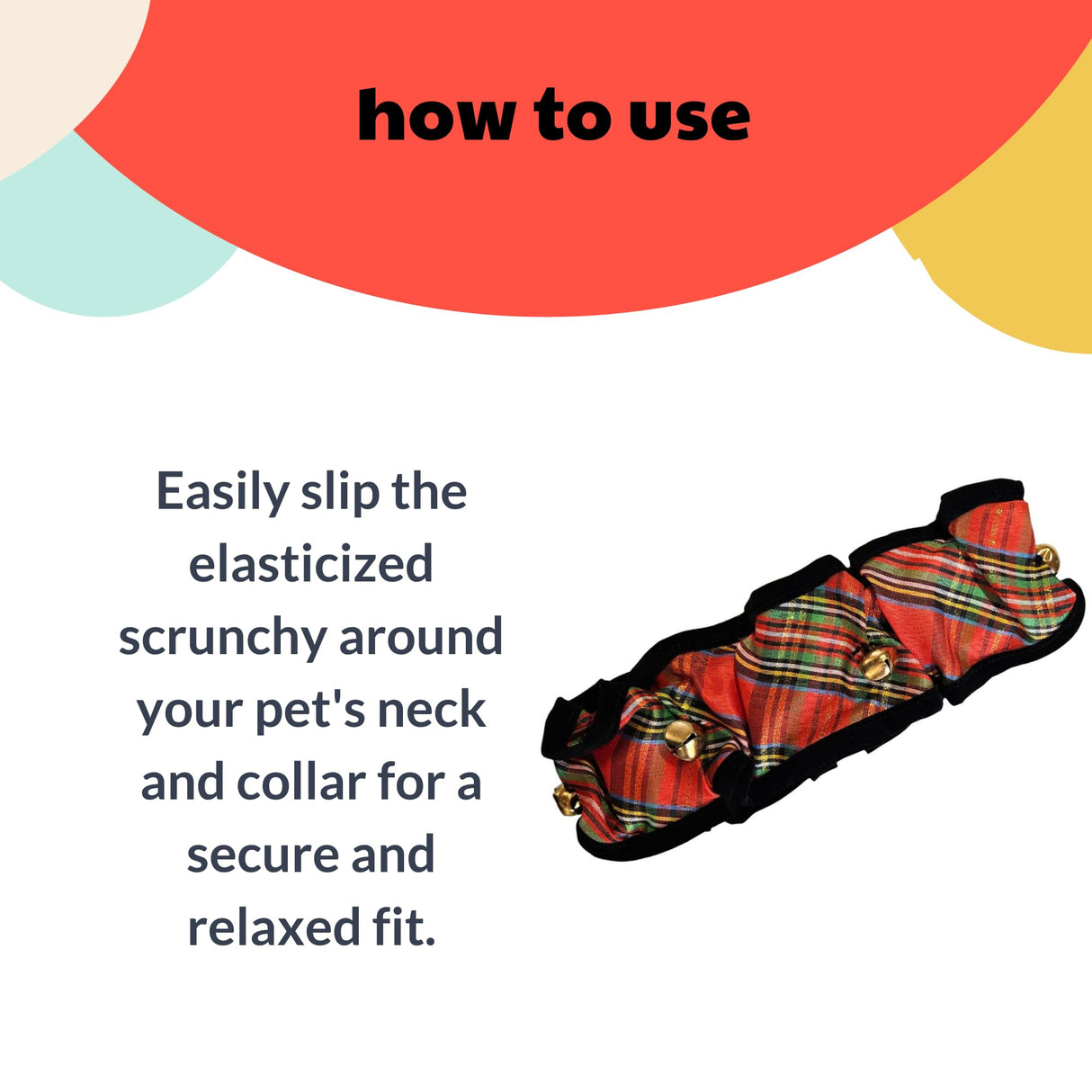 Huxley & Kent Ruff Pet Scrunchy | Shiny Christmas Plaid (Extra-Large) | Festive Christmas/Holiday Neckwear for Dogs/Cats | Fun Stretchable Costume Accessory | Soft Collar with Bells