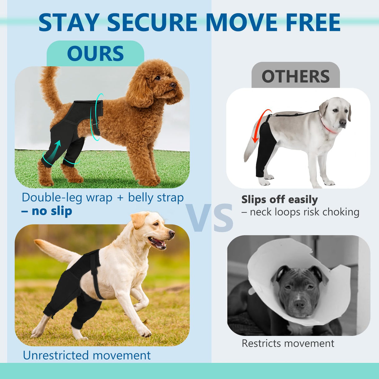 Pawfun Dog Rear Leg Sleeve to Stop Licking, Breathable Anti-Slip Recovery Sleeve Pants for Wound Protection After ACL/TPLO Surgery, Hot Spots, Lick Granulomas–Cone Alternative for Leg Healing,XL