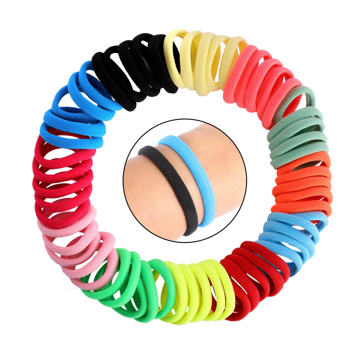 120PCS Black Hair Ties for Women Girls, Elastic Hair Bands Ponytail Holders