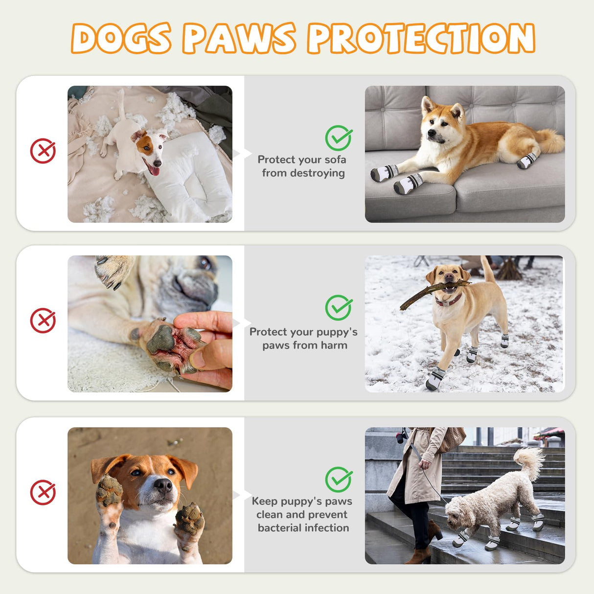 Dog Shoes for Medium Large Dogs, Dog Boots & Paw Protectors to Prevent Licking, Anti-Slip Dog Booties with Reflective for Summer Hot Pavement, Outdoor Hiking, Hardwood Floors (Size 3)