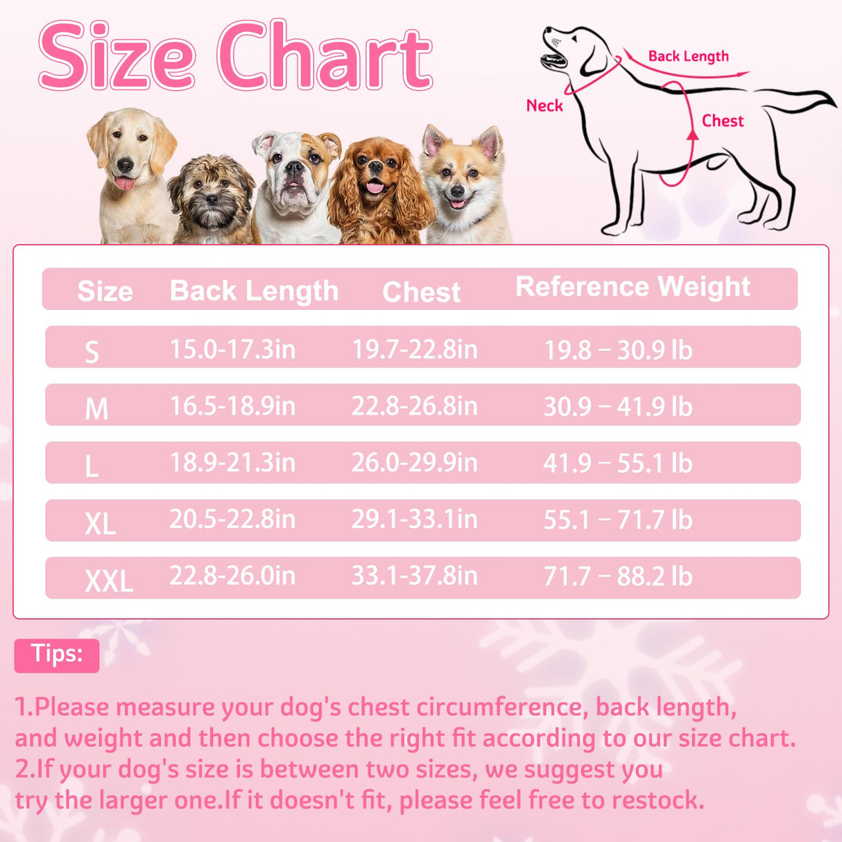 Dog Winter Coat Soft Fleece Dog Clothes for Cold Weather, Warm Dogs Pullover Pajamas Cozy Cold Weather Jacket Full Body Suit Windproof Fleece Sweater for Dogs Walking Hiking Sleeping (Pink L)