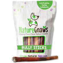 Load image into Gallery viewer, Nature Gnaws Bully Sticks for Dogs 11-12" (8oz) - Mixed Thickness - Long Lasting for Aggressive Chewers and Large Dogs - Natural Beef Dog Chew Bones