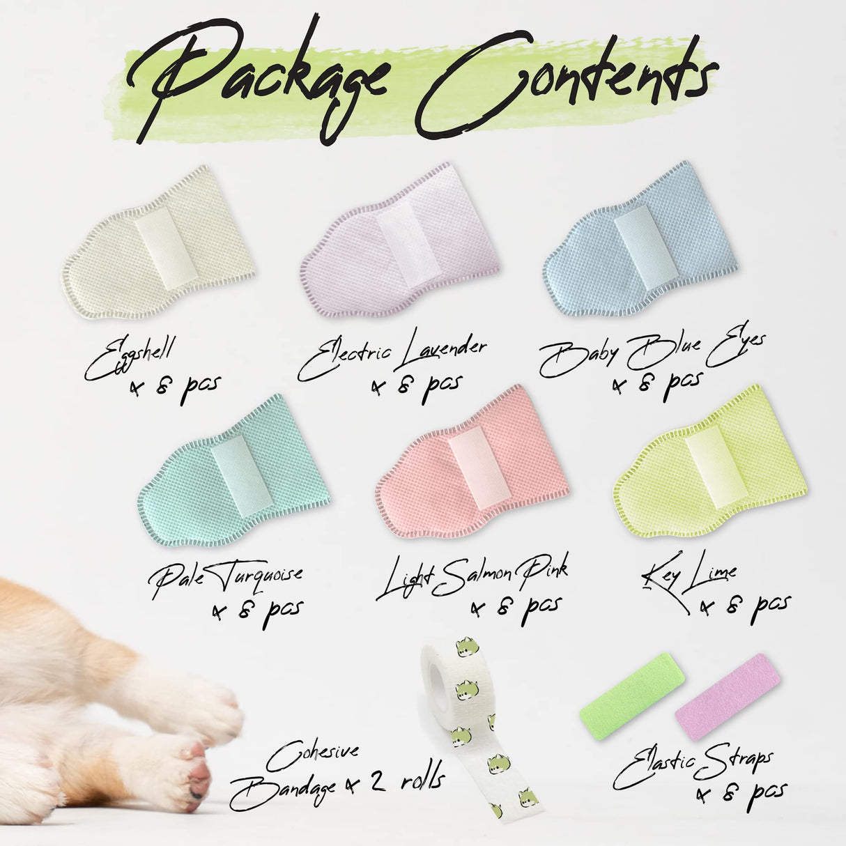 WICKEDPUP Pet Booties for Dogs & Cats, 48ct | Disposable Socks to Stop Licking | Puppy Shoes for Paw Protection against Heat, Hot Pavement, Snow | Wound Recovery Boots Foot Covers for Injured Paw (XS)