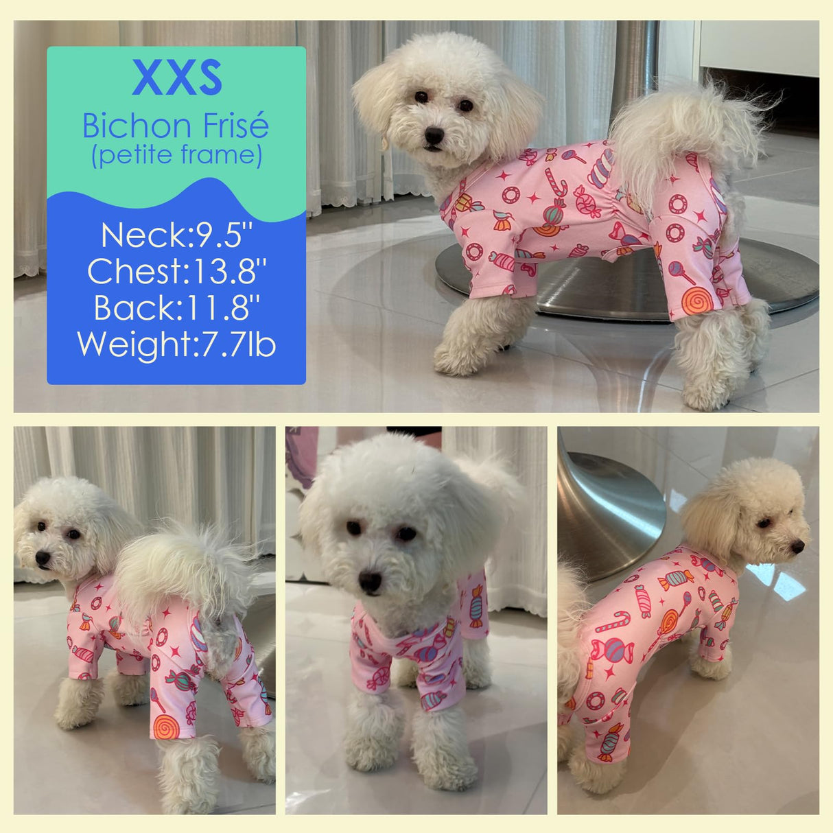 MIGOHI XXS Dog Pajamas,Soft Small Dog Fleece Sweater,Cute 4-Legged Pajamas for Small Dogs,Puppy Full Body Pjs with Long Sleeve for Cold Weather,Doggy Winter Jumpsuit Clothes for Boy & Girl,Pink,XXS