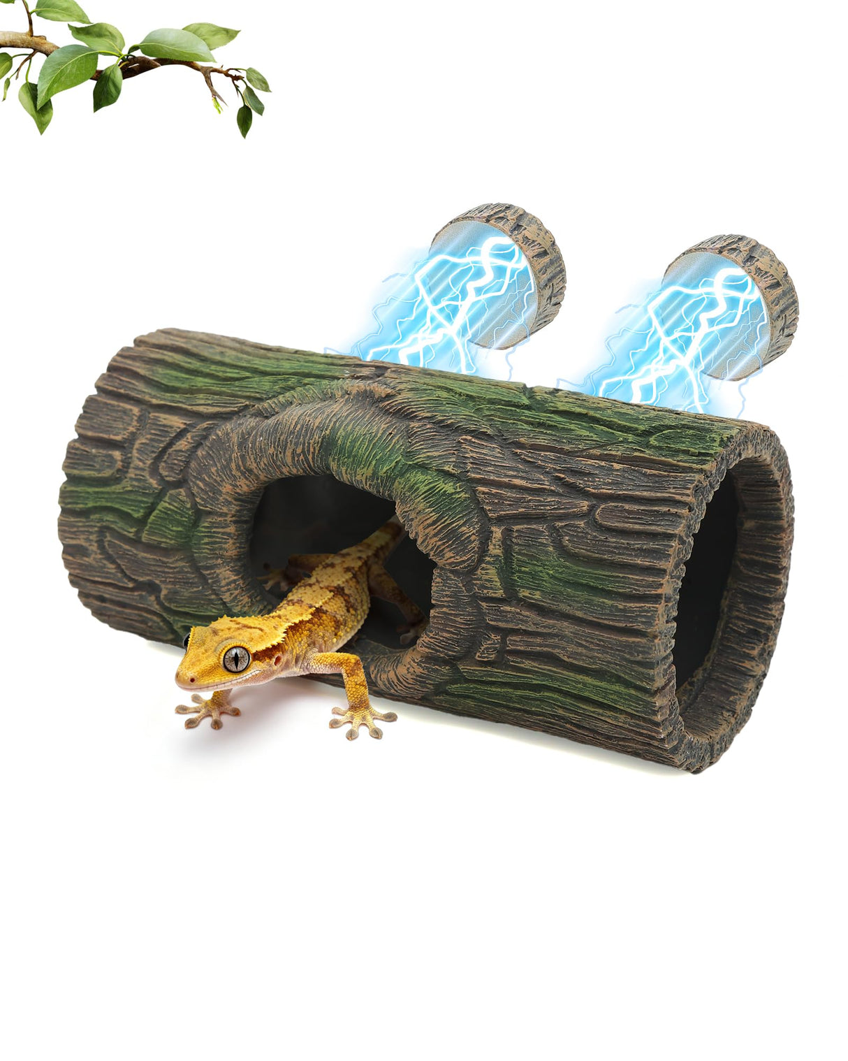 Magnetic Crested Gecko Hide - Resin Hollow Log Cave, Reptile Hide Cave, Reptile & Amphibian Habitat Hideouts, Aquariums & Terrariums Decor