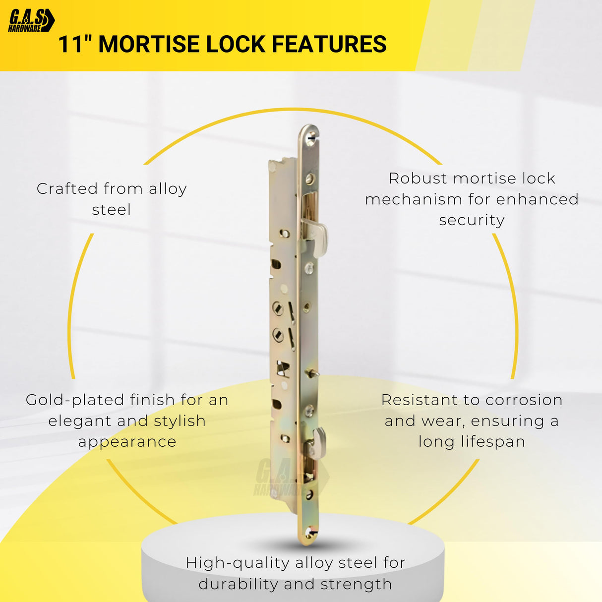 Multi-Point Mortise Lock Replacement with 11-3/4" Face Plate for Sliding Patio Glass Door | Dual-Point Security with Anti-Slam Pin - 11" Hole Spacing | Fix & Repair Locking Mechanism