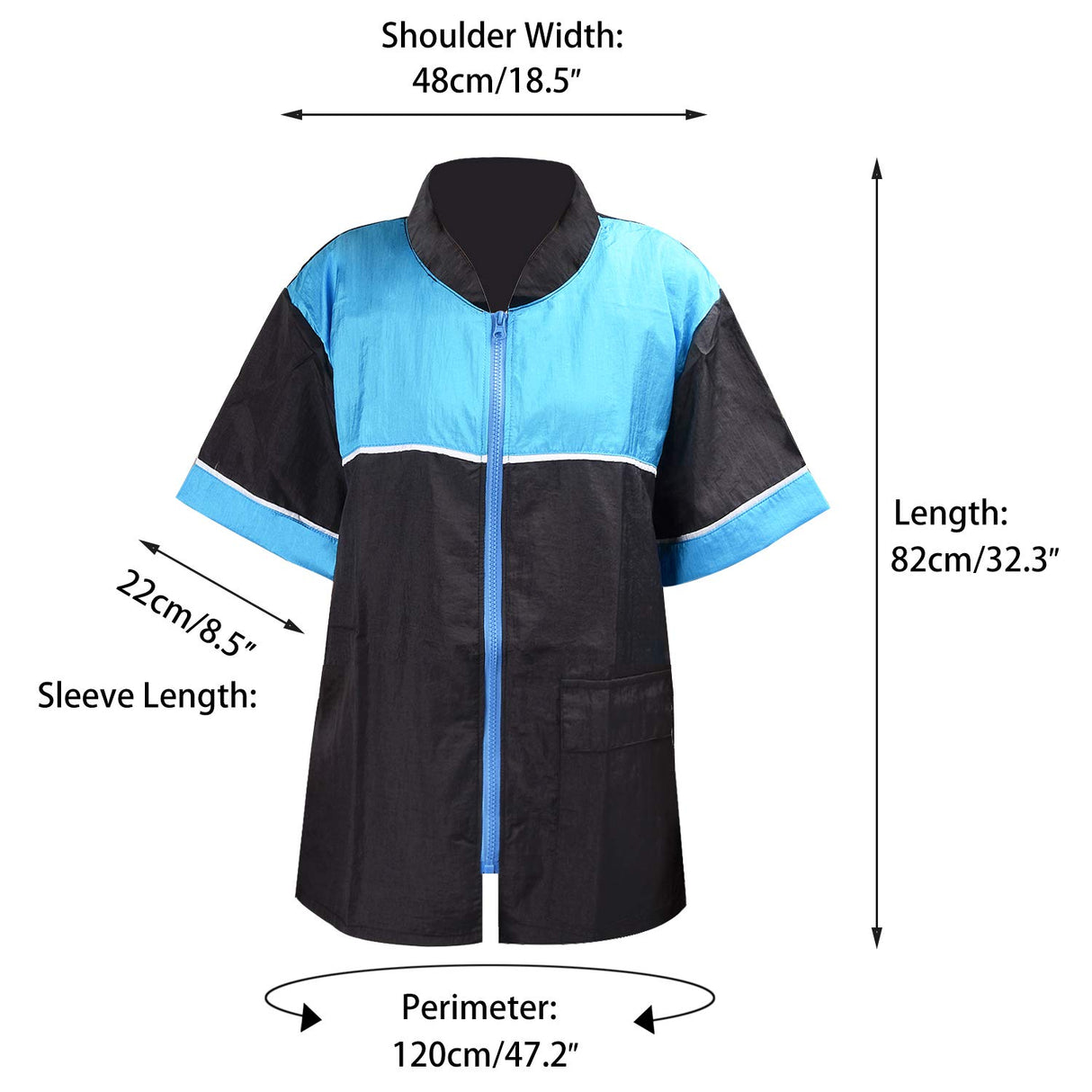 Noverlife Pet Grooming Jacket with Zipper, Large Size, Lightweight Hair Repellent Shirt Style Pet Groomer Smock for Dog Cat Grooming Pet Bath, Hair Salon Barber Hairdresser Work Clothes