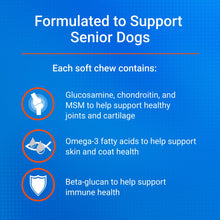 Load image into Gallery viewer, Nutramax Cosequin for Senior Dogs Joint Health Supplement, Contains Glucosamine for Dogs, Chondroitin, MSM, Omega-3s and Beta-Glucan, Supports Joint, Skin and Coat, Immune Health, Soft Chews, 60 Count