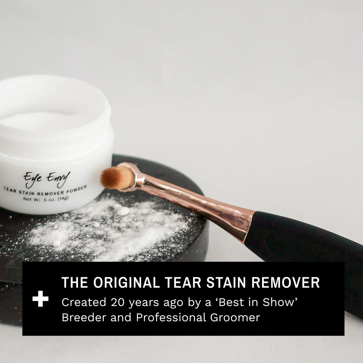 Eye Envy Dog Tear Stain Remover Starter Kit with ProPowder Brush | Stain Solution, Applicator Pads, Stain Powder and Small Applicator Brush | Lasts 30-45 Days