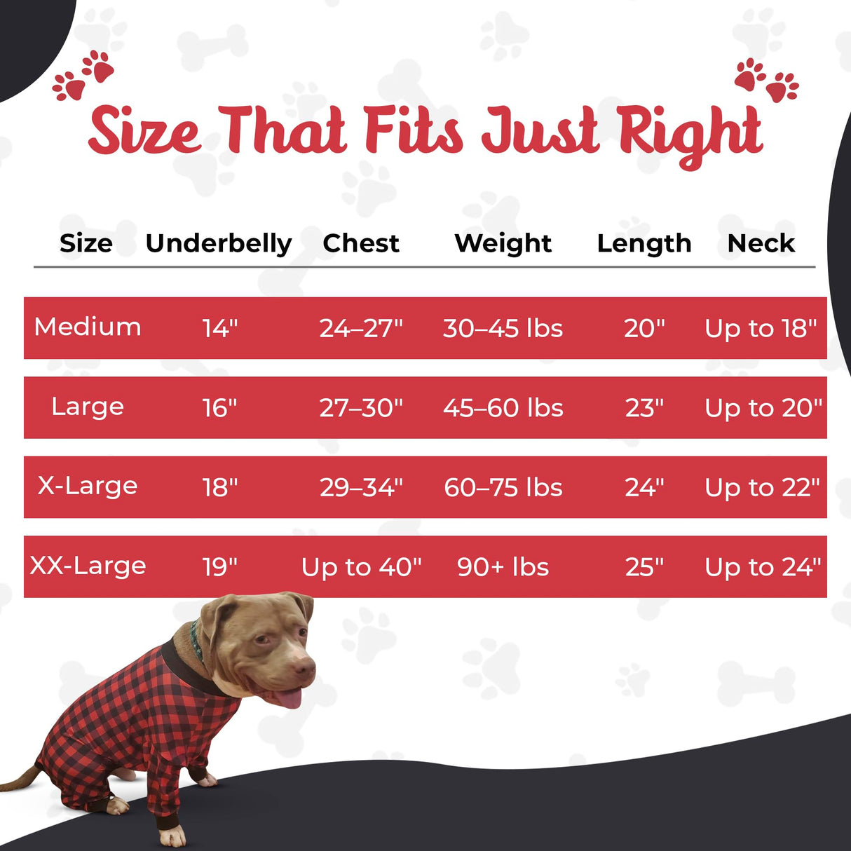 Tooth & Honey Dog Pajamas for Medium Dogs Red Buffalo Plaid Pajamas, Lightweight Pullover Pet Clothes with Full Coverage
