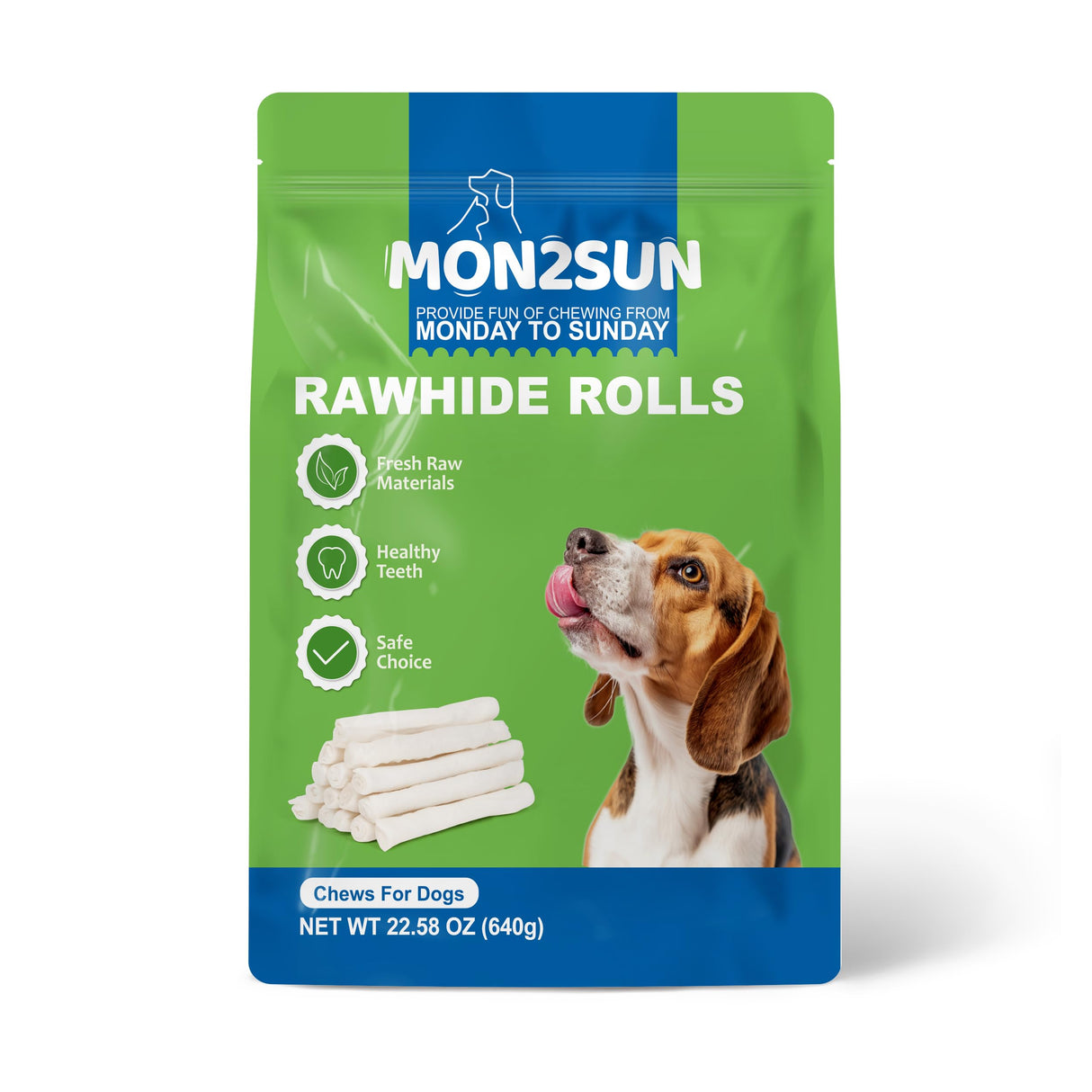 MON2SUN Dog Rawhide Rolls Twist Sticks Chew Treats Natural Flavor 6.5 Inch 40 Count for Puppy and Small Dogs
