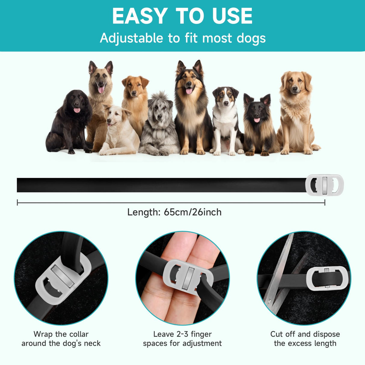 Flea and Tick Prevention for Dogs, 4 Pack Flea Collar for Dogs, Dog Flea and Tick Treatment, 32 Months Protection, Waterproof, Adjustable Collar for Dog, One Size Fits All for All Breeds, Black