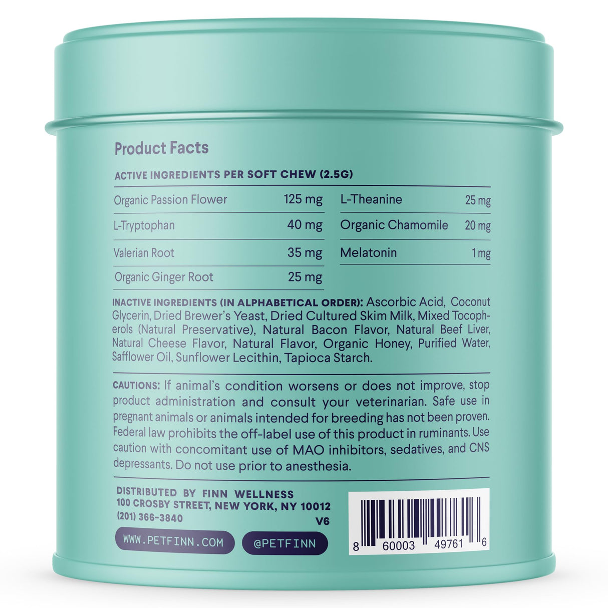 Finn Calming Aid for Dogs - Natural Calming Chews with Melatonin to Support Stress, Separation & Sleep - 90 Soft Chews